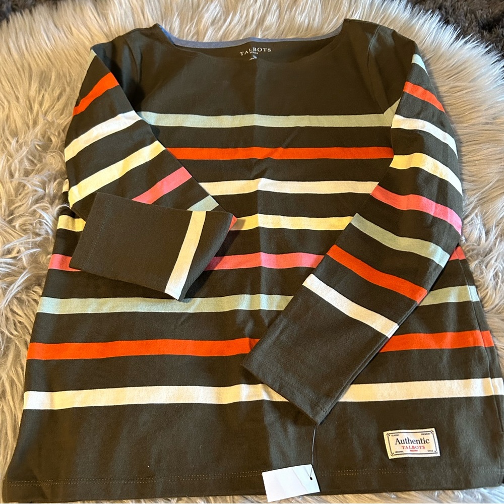 Talbots NWT authentic, classical Striped Long Sleeve Top - Picture 2 of 6